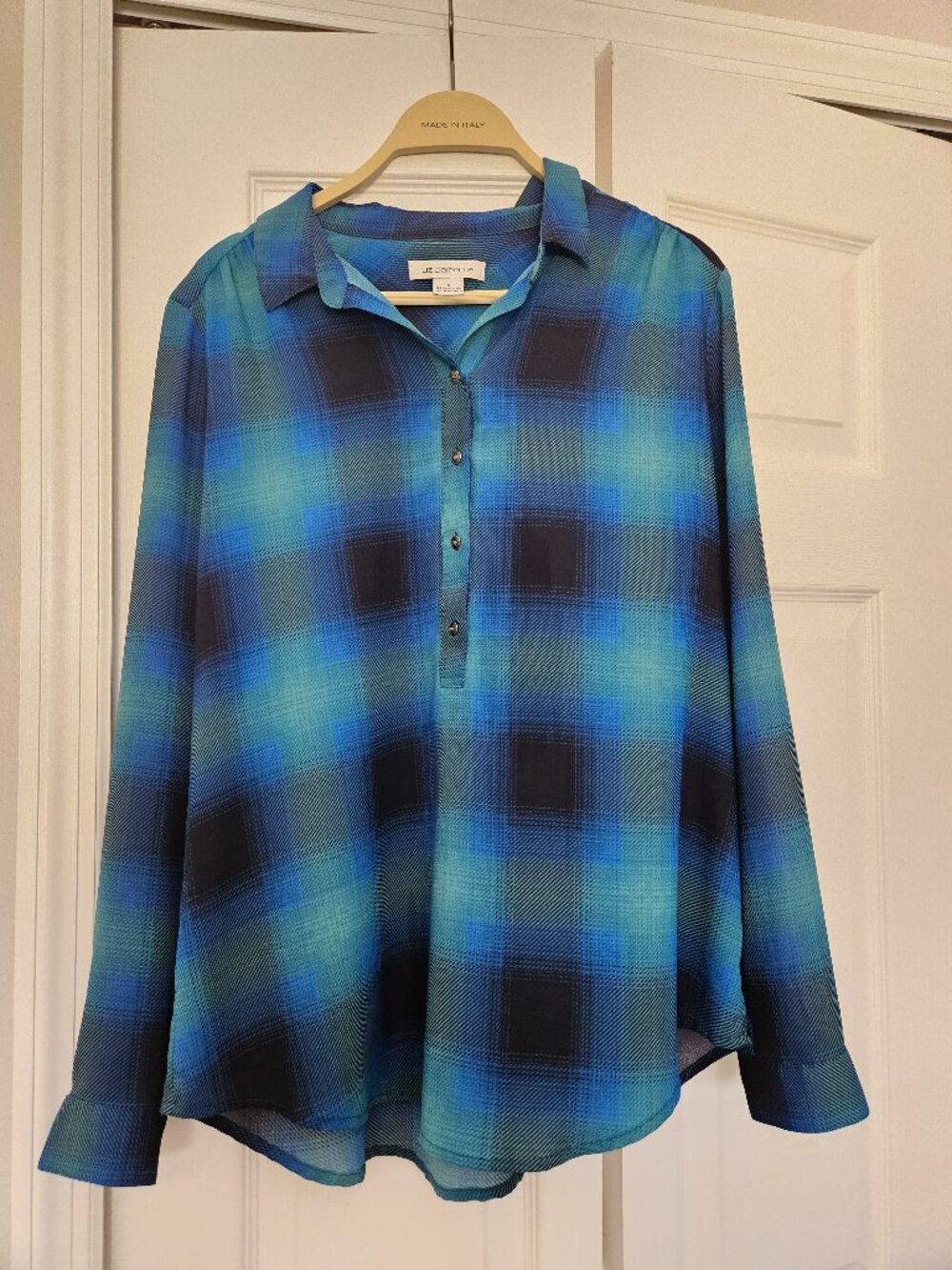 Plaid Blue and Black Long-Sleeve Shirt